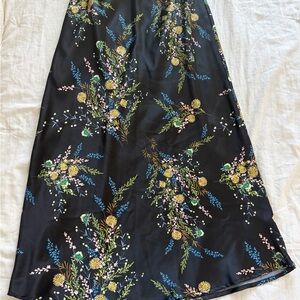 bohme Black Midi Skirt with Multicolor Floral Spray